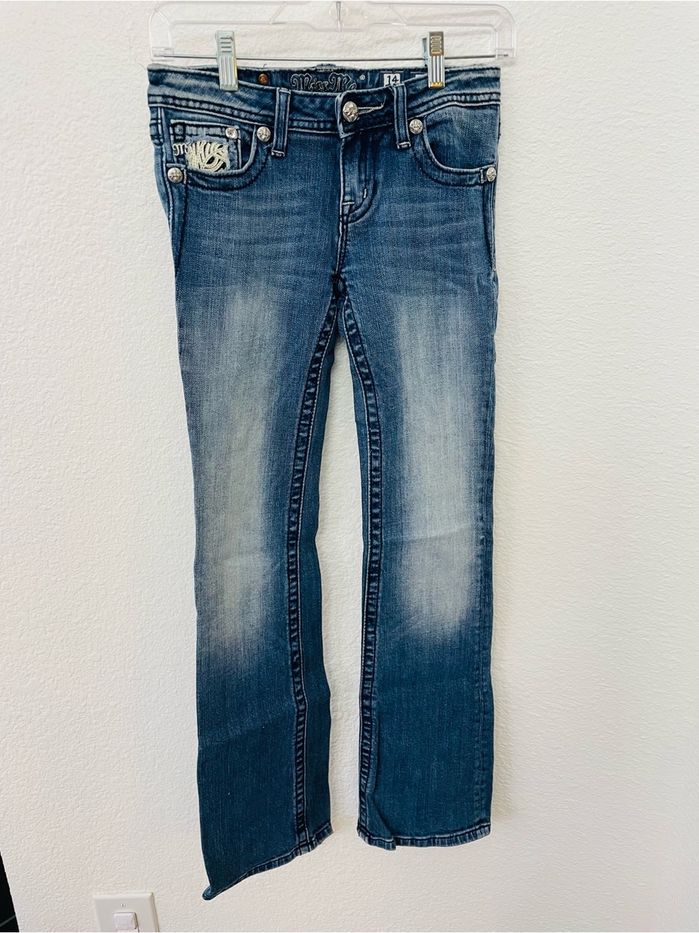 Miss Me Medium Blue Wash Girls’ Jeans with Fading